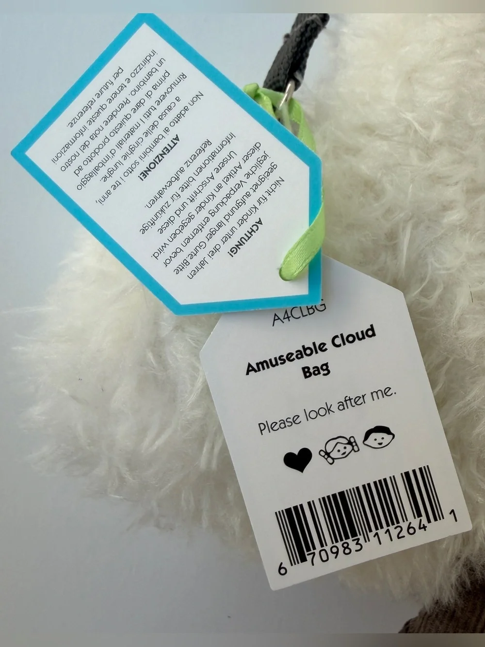 Jellycat Official Amuseable Cloud Bag Plush Crossbody Purse White New With Tags